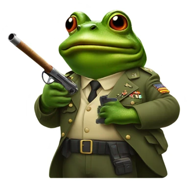 Army frog with a gun and smoking a cigar sticker