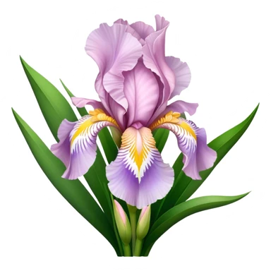 big bouquet Soft Pink Iris, luxuriant, leaf, bud sticker