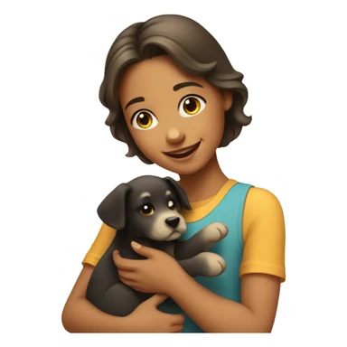 Girl petting puppu sticker