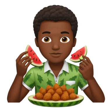 Black guy eating watermelon and fried chicken sticker