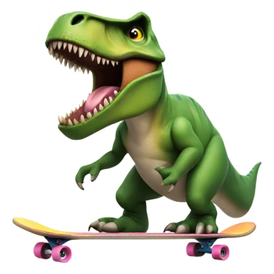 A t-rex, smoking , riding a skateboard  sticker