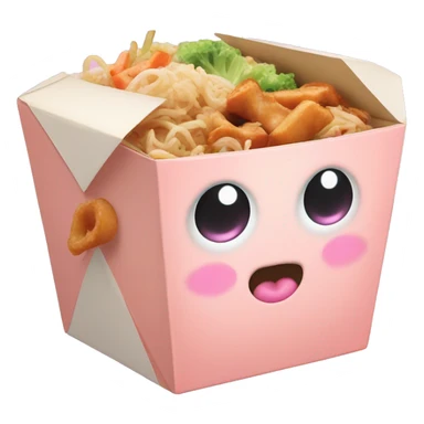 Pastel Chinese food takeout box with kawaii eyes  sticker