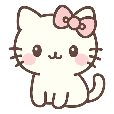 cute cat with a bow and blushing cheeks, kawaii style sticker