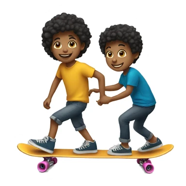 a youngster pushing another on a skateboard sticker