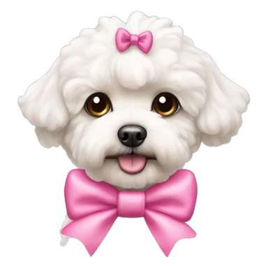 white maltipoo with pink bows on the head sticker