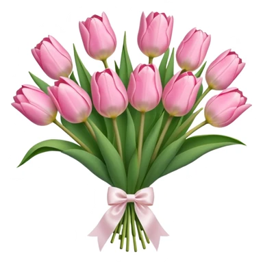 Pastel pink tulip bouquet with bow sticker