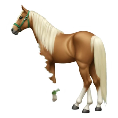 Horse putting ornaments on a Christmas tree sticker