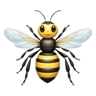 A cute yellow and black striped bee with transparent wings sticker