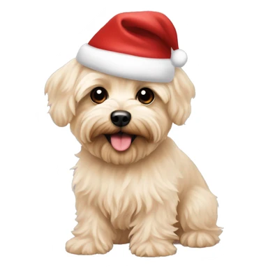 Cream colored Yorkipoo with Santa hat sticker