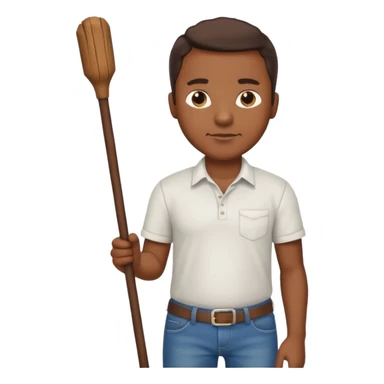 Black man holding a long brown stick by his stomach sticker