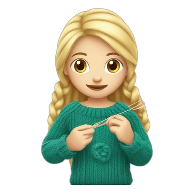 Blond girl knitting sticker
