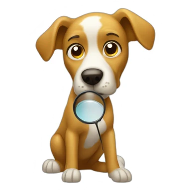 dog searching with a magnifier glass sticker