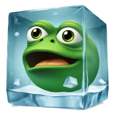 pepe the frog inside an icecube sticker