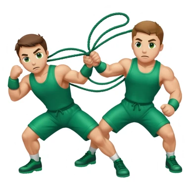 players in green jumpsuits playing intense tug-of-war sticker