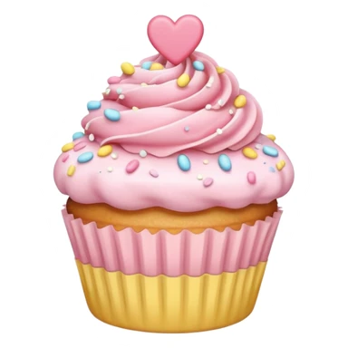 cupcake with hearts and sprinkles in soft pink, beige and yellow pastel colors sticker