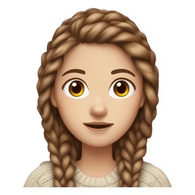White girl with long brown hair wearing a cable-knit sweater sticker