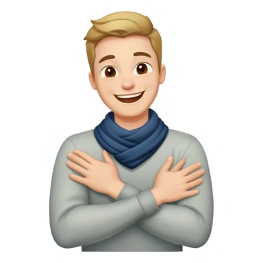  guy with crossed hands around his neck laughing  sticker