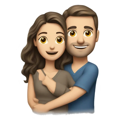 caucasian brunette couple hugging sticker