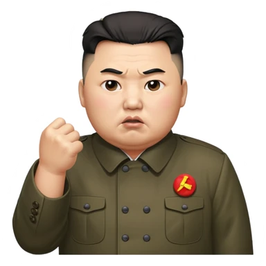 Kim Jong Un from North Korea with angry pout on face and shaking fist sticker