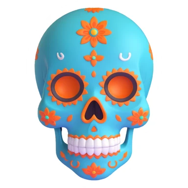 teal and orange sugar skull sticker