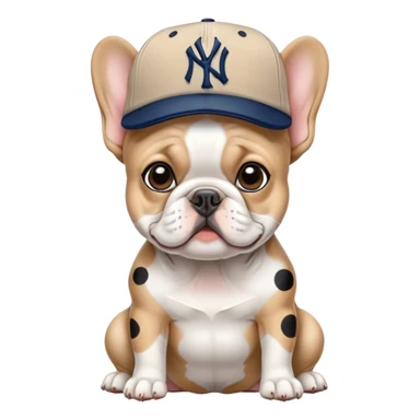 french bulldog with cap (logo New York  Yankes) sticker
