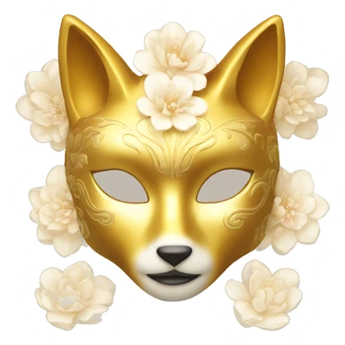 Golden feminine kitsune mask with floral pattern on it  sticker