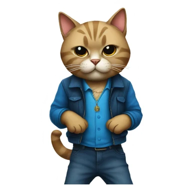 Gangster cat wearing blue sticker