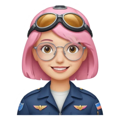 Captain Rosie – pilot with short pastel-pink bob and aviator glasses sticker