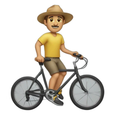 señor gordo sin pelo en bicicleta sticker