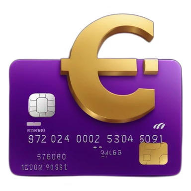 Dark Purple Credit card with huge golden euro sign sticker