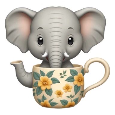 elephant with tea cup sticker