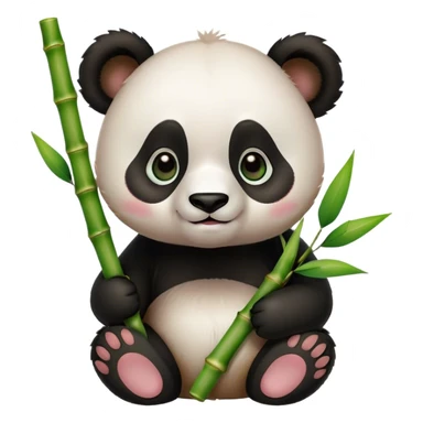 cutie panda holding bamboo sticker