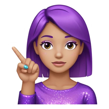 Glitter Roxo e Ciano Dedo apontando pro lado sticker
