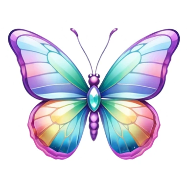 Pastel iridescent rainbow crystal butterfly sticker