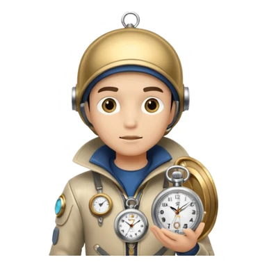 future Explorer with futuristic pocket watch sticker