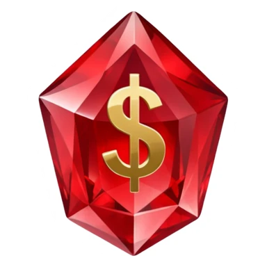 Red crystal with a $ drawn in the center of the crystal. sticker
