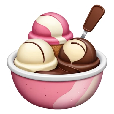 Neapolitan ice cream scoops in a bowl sticker