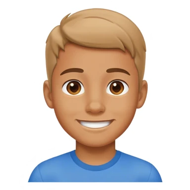 smiling boy in blue shirt sticker