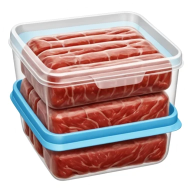 A 3D cartoon pack of minced meat wrapped in transparent plastic, supermarket-style packaging, Memoji-style. sticker