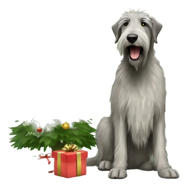  Irish wolfhound dog and christmas tree sticker