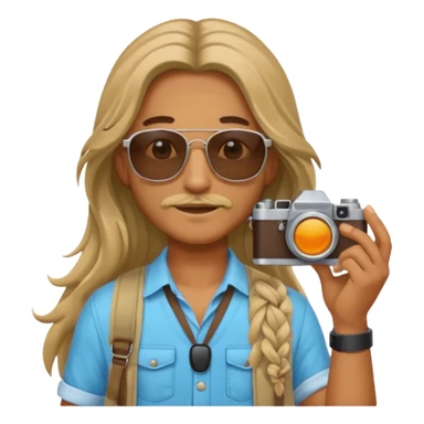 long haired fotographer with summer clothes and sun glasses sticker