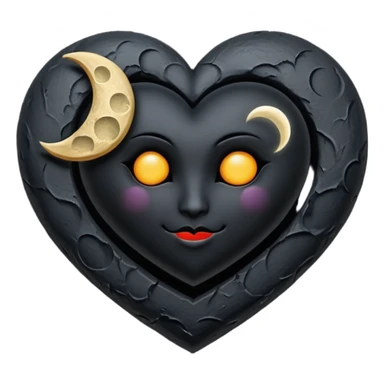 goth themed heart with a dark moon sticker