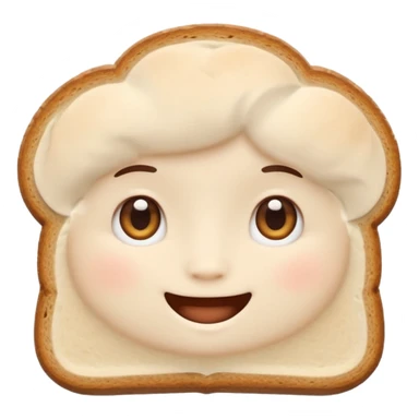 Friendly bread emoji avatar, cute and minimalistic style, warm eyes and gentle smile, flat design, soft shapes, clean modern look, highly recognizable at small sizes, centered composition, transparent or solid background, app icon quality. sticker