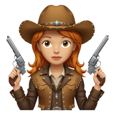 Ginger cowgirl with 2 pistols sticker