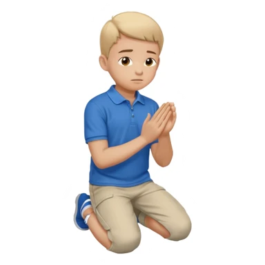 In Niño arrodillado orando con polo azul sticker