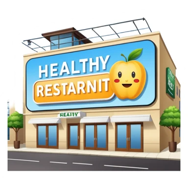make a billboard on top of a healthy restaurant building written on it "healthy restaurant" sticker