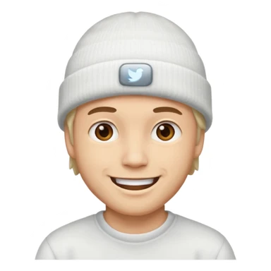 A guy head with white beanie sticker