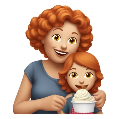 Red headed grandmother eating icecream with her red headed granddaughter  sticker