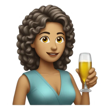 Jueza mujer pelo castaño con botella y  copa de champaña sticker