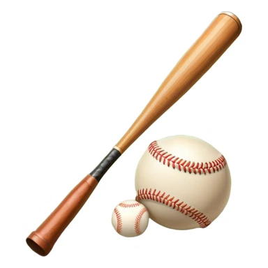 A baseball bat, ball, and glove resting on the ground, set against the backdrop of a baseball field. The scene captures the iconic equipment of the sport, with the field in the distance and a bright sky above, evoking the spirit of the game. sticker